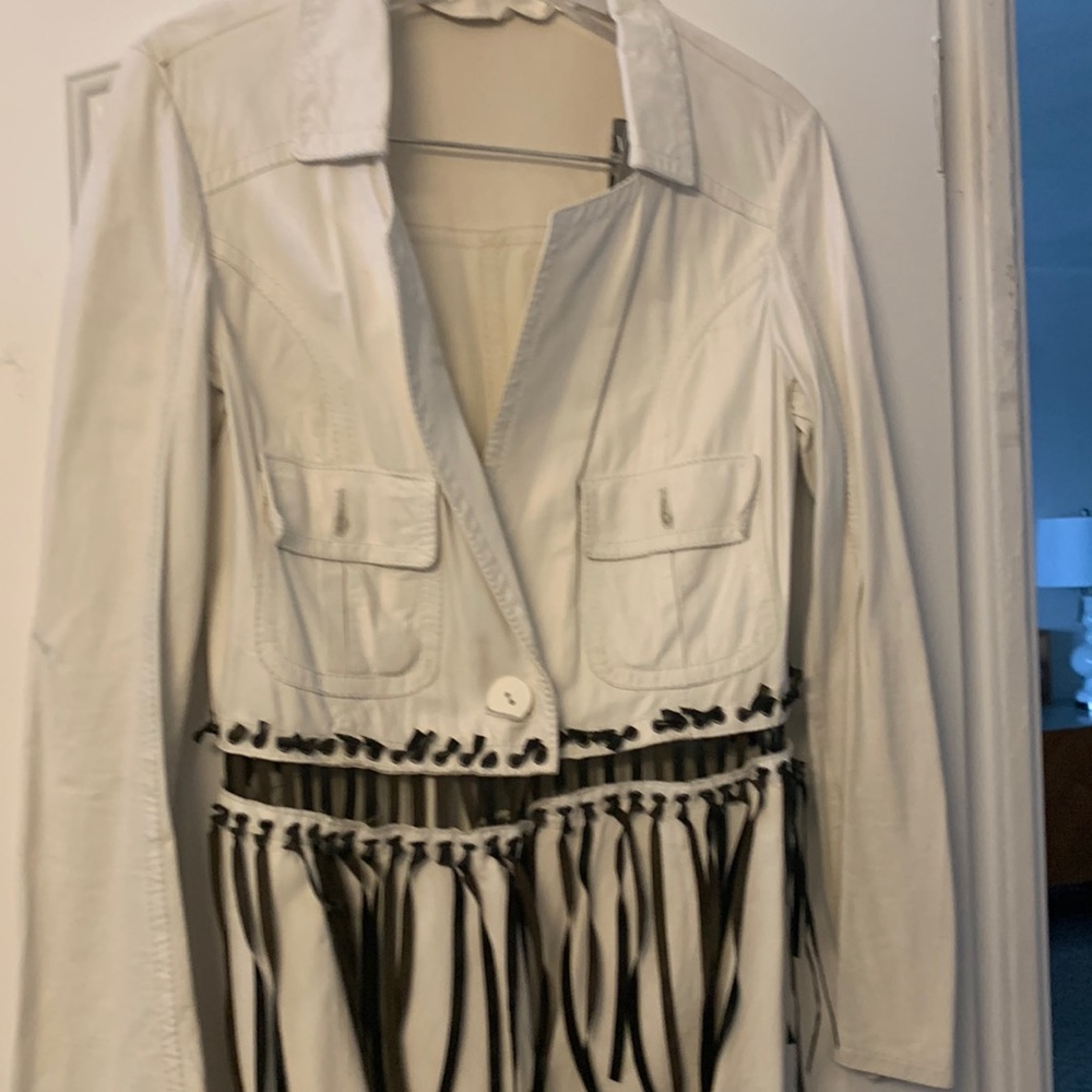 White leather super soft black center leather cords